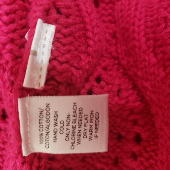 Loft Ann Taylor Women's Short sleeve open front cardigan sweater Hot Pink Size M - Picture 7 of 9